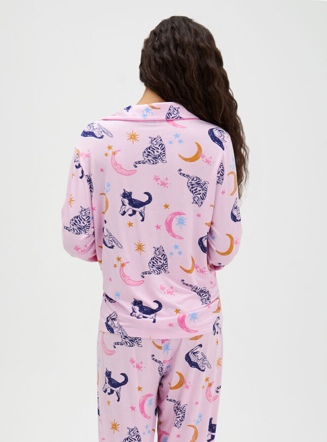 Cat & moon modal long pyjama set
