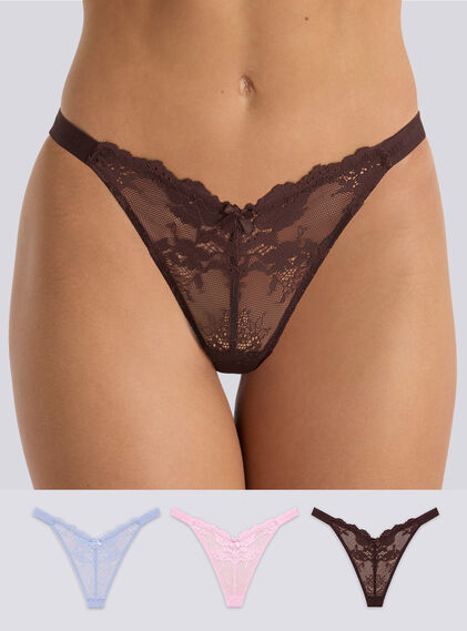 3 pack Fran lace thongs