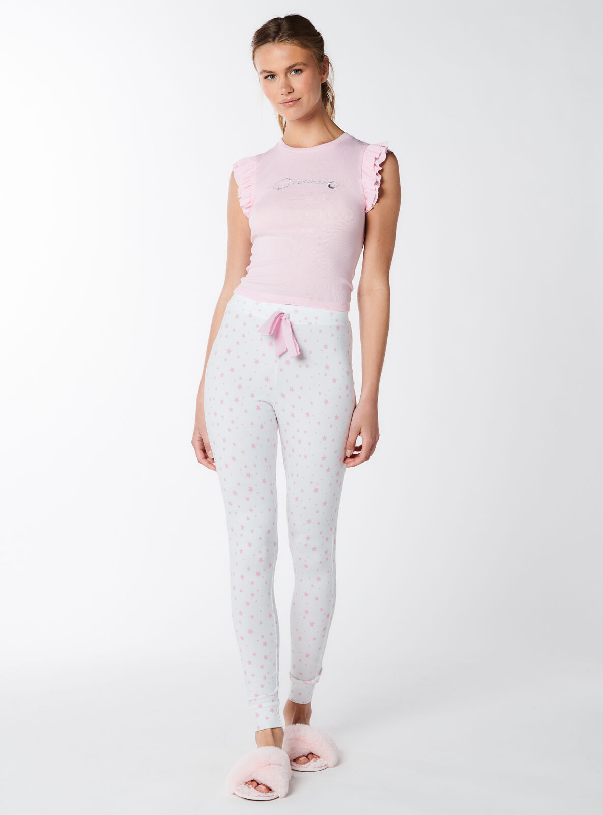 Boux Avenue Dreamer frill tee and leggings set - Pink Mix - 12