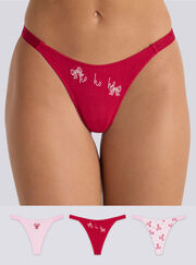 3 pack Gigi festive high leg thongs