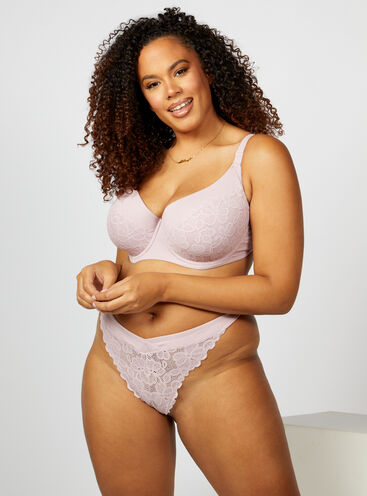 Boux Lounge ribbed and lace balconette bra