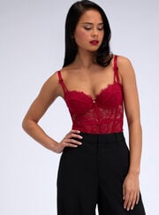 Carmine lace basque