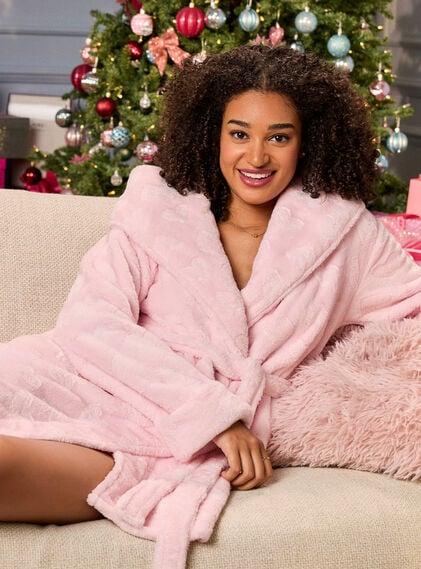 Heart fluffy short dressing gown