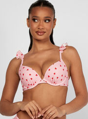 Strawberry print plunge bikini top
