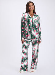 Present stripe fleece pyjamas in a bag