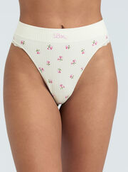 Ribbed seamless floral thong