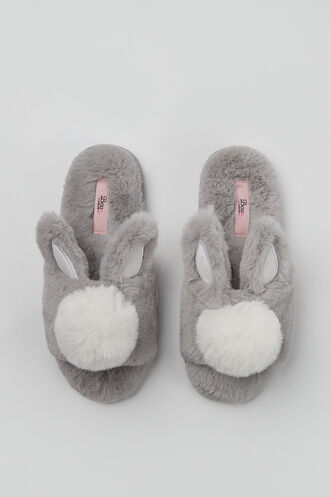 Bunny pom pom slider slippers