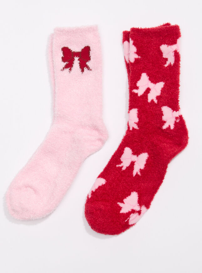 2 pack bow fluffy ankle socks