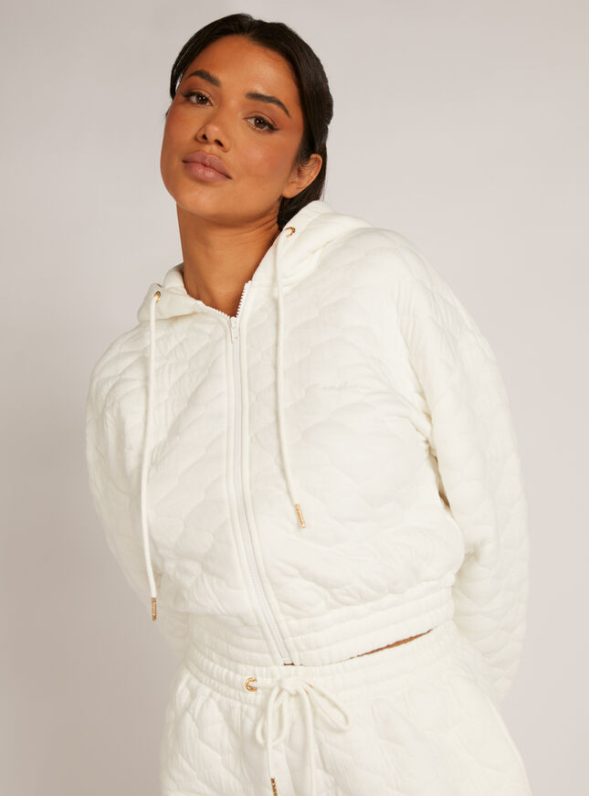 Quilted sweat cropped hoodie