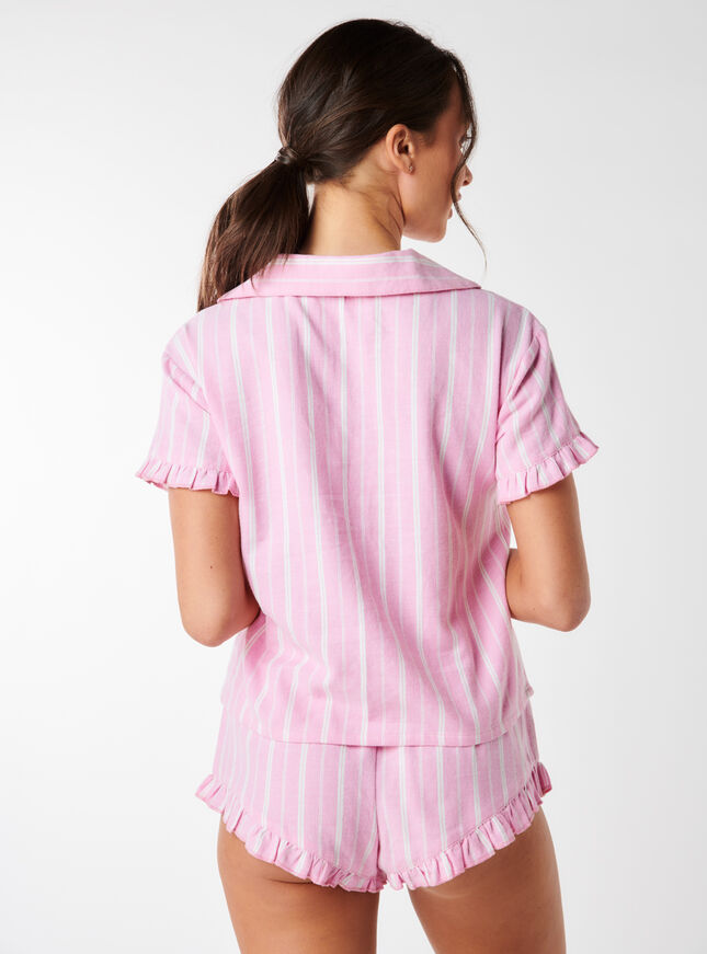 Pink stripe cotton short pyjama set