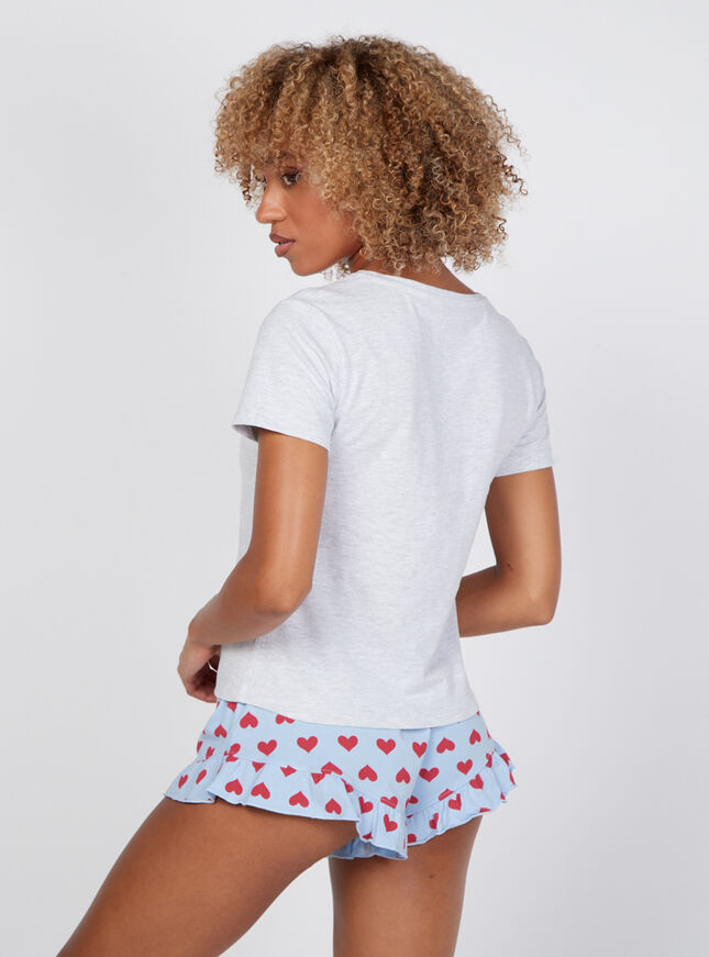 Do your best cotton tee and heart shorts set