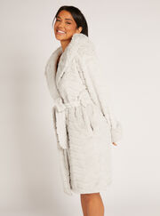 Fluffy chevron midi dressing gown