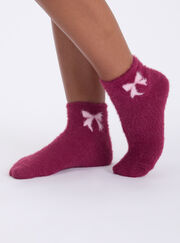 2 pack bow fluffy trainer socks