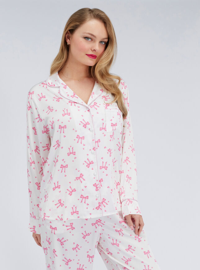 Bow satin pyjama set