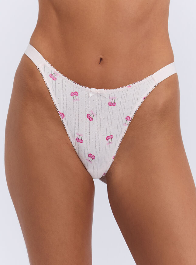 Gigi pointelle cherry thong