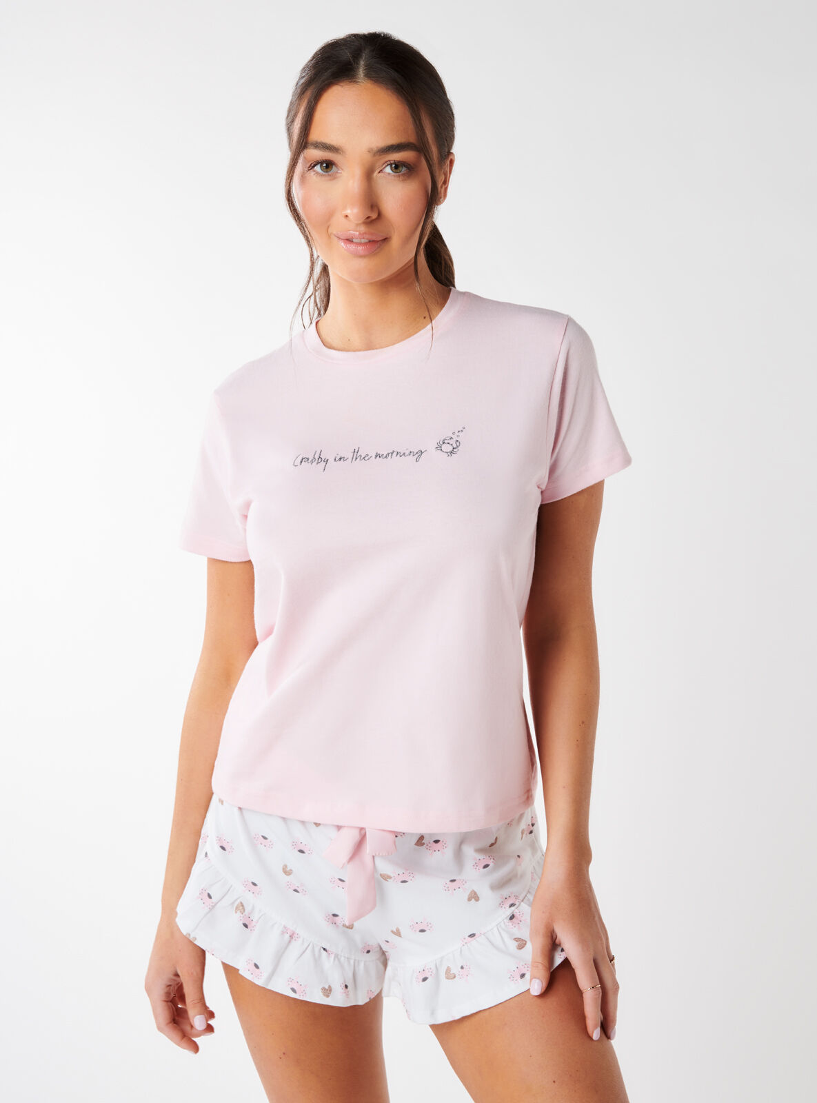 Boux Avenue Crab cotton short pyjama set - Pink Mix - 14