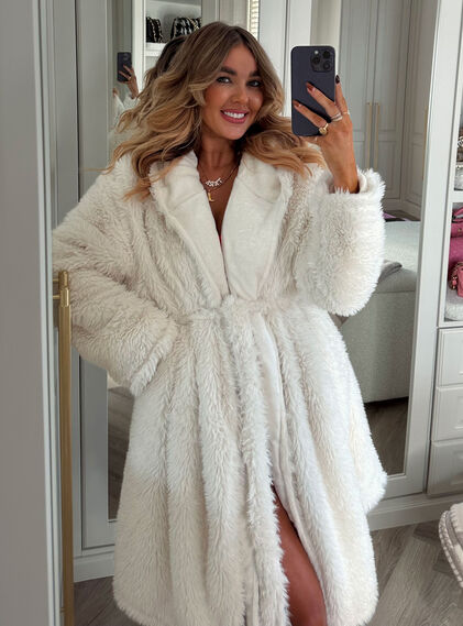 Fluffy sparkle midi dressing gown
