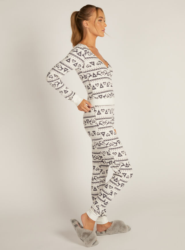 Fairisle wrap top and leggings pyjama set