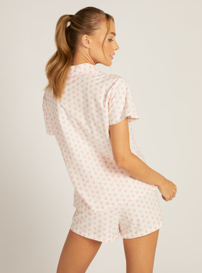 Heart fleece short pyjamas in a bag