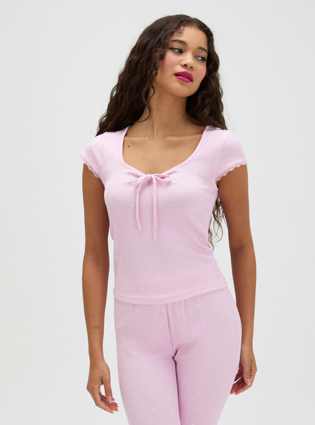 Daisy ribbed long pyjama set