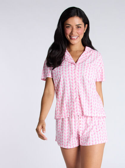 Ditsy heart fleece short pyjamas in a bag