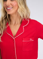 Ribbed modal short-sleeved pyjama top