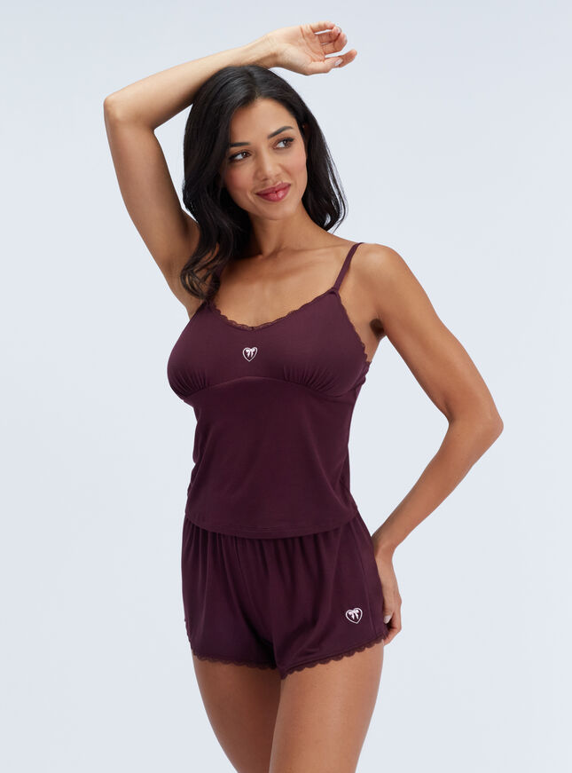Embroidered modal short pyjama set