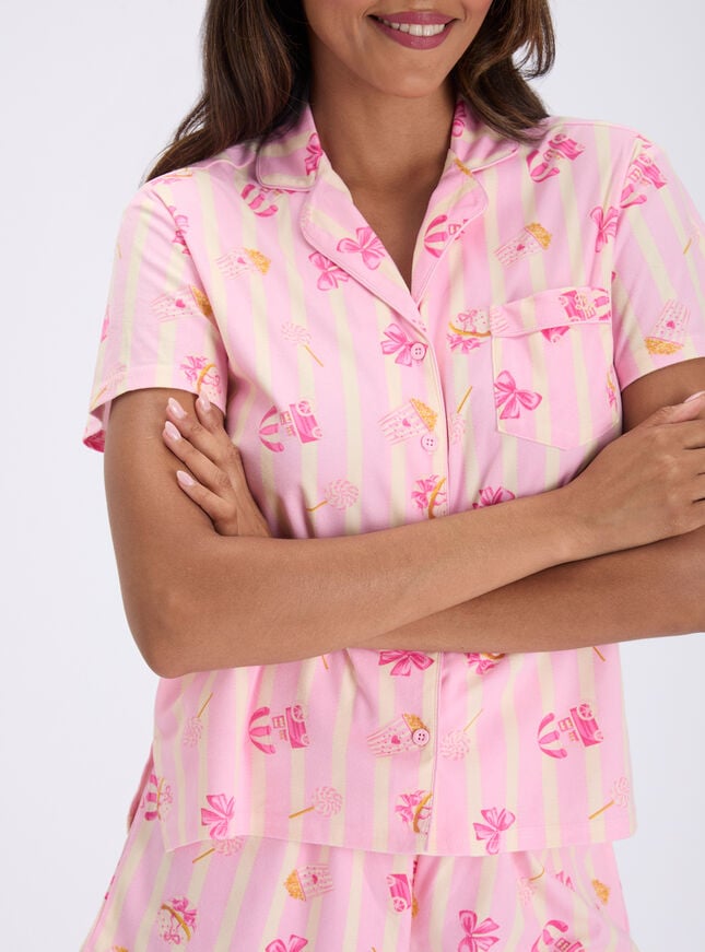Popcorn club fleece pyjama shorties in a bag
