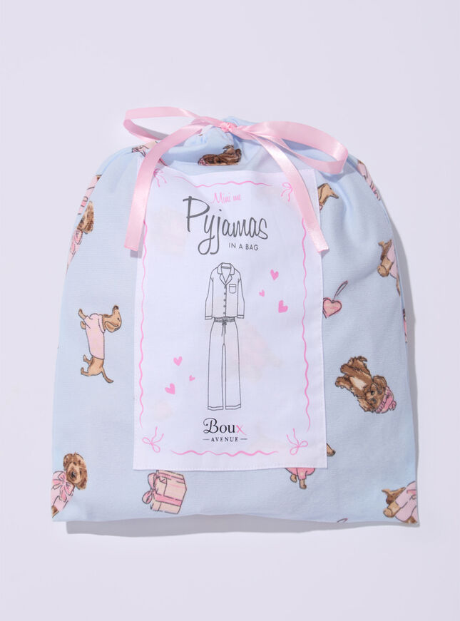 Kids' sausage dog & friends fleece pyjamas in a bag