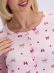 Bow ribbed long pyjama set