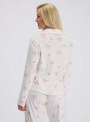 Bow velour long pyjama set