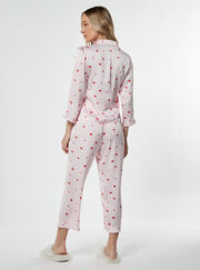 Ditsy frill satin heart print pyjama set