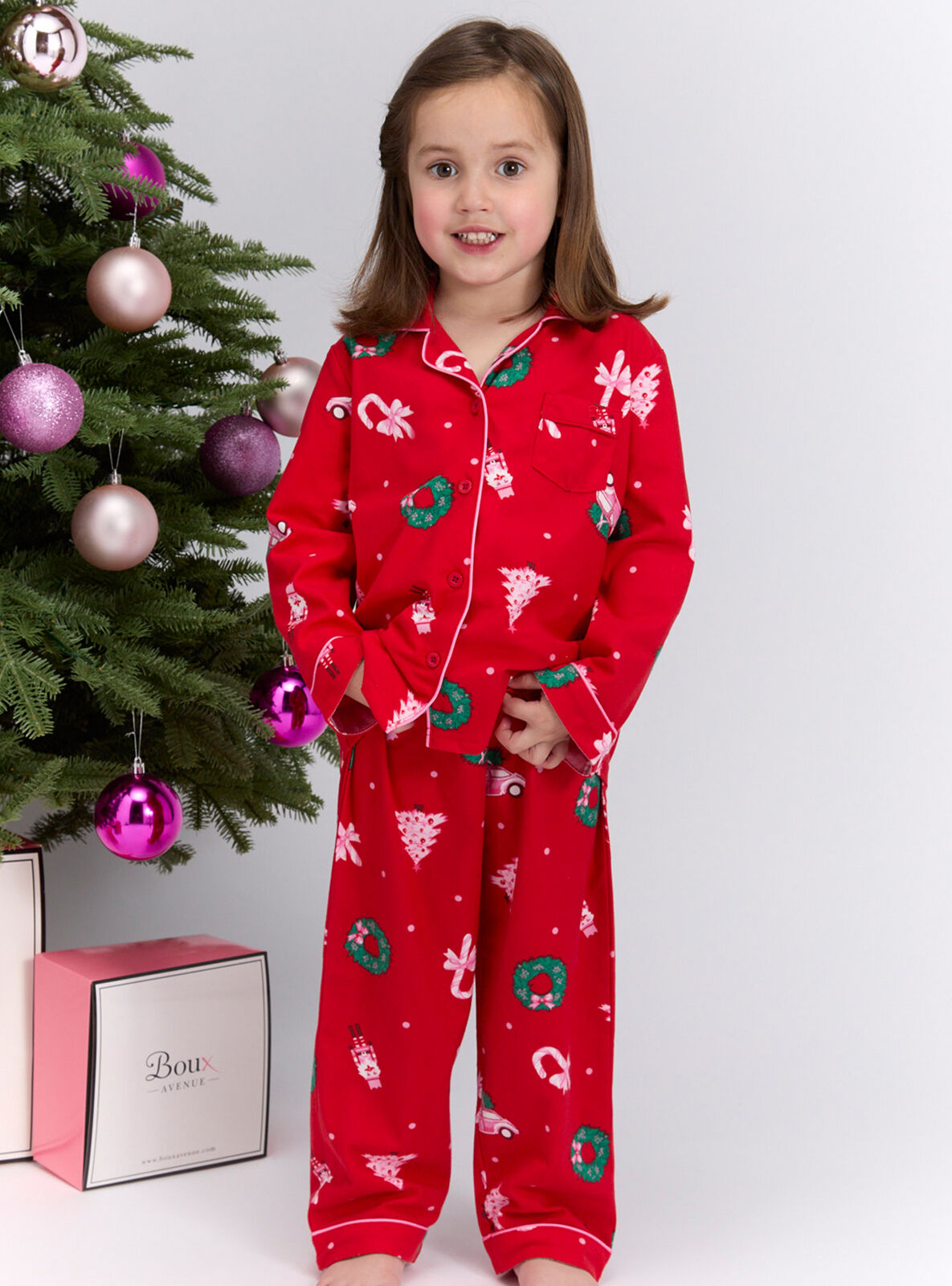 Kids' Christmas scene pyjamas in a bag | Red Mix | Boux Avenue UK