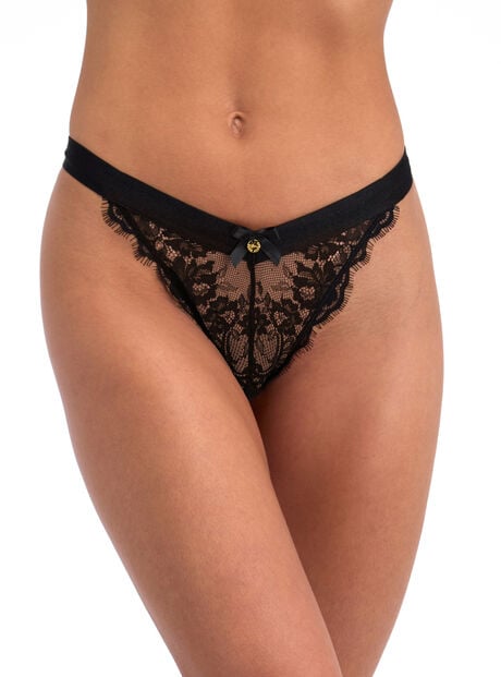 Daria lace crotchless and bumless briefs