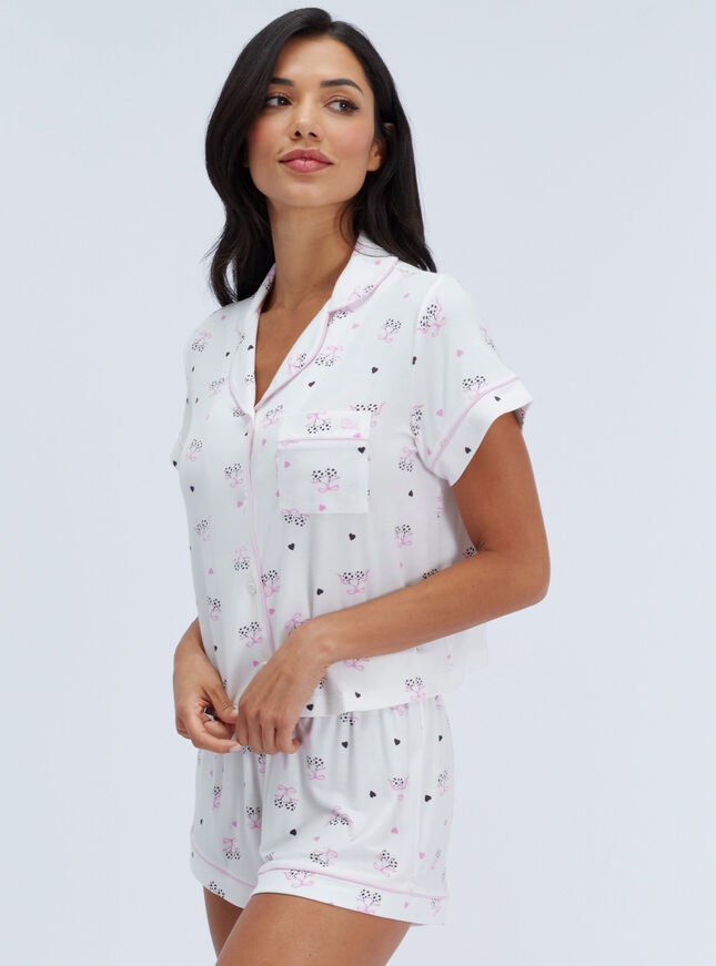 Polka dot cherry modal pyjama set