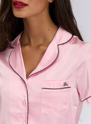 Luxe satin short-sleeved pyjama top