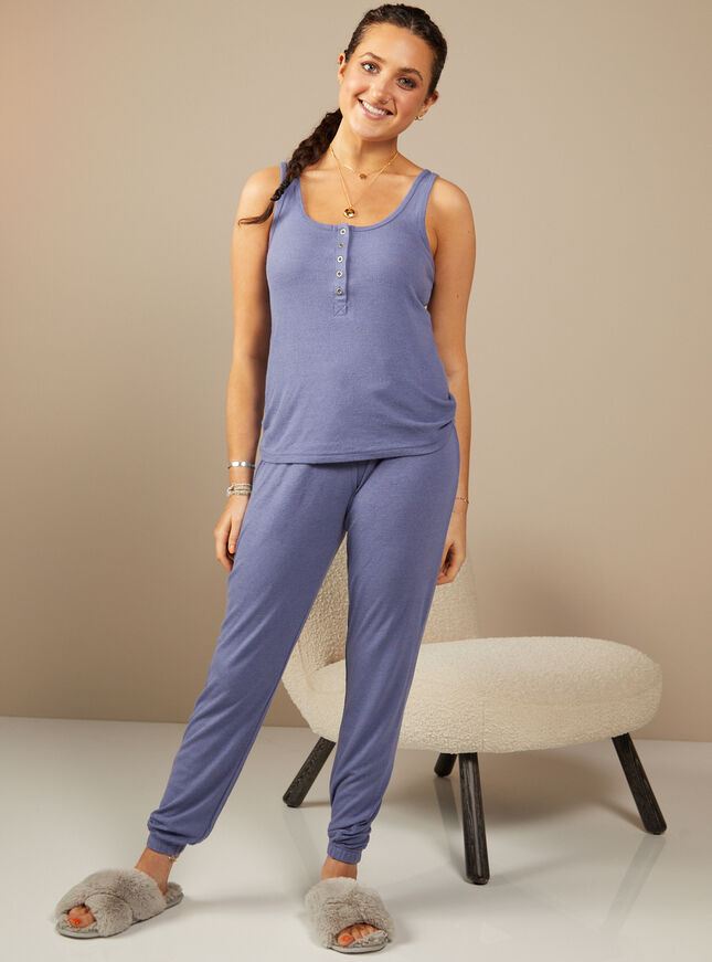 Soft Boux pointelle matching vest and leggings set