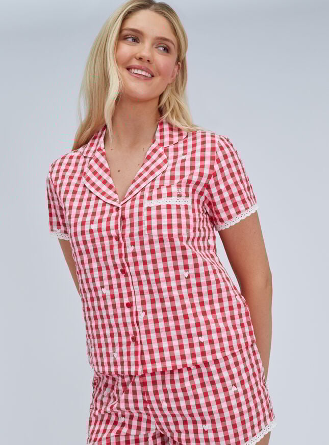 Gingham cotton short pyjama set