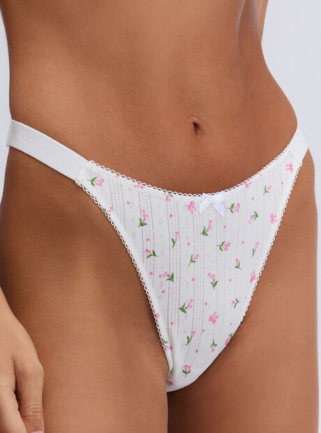 Gigi pointelle floral thong