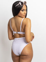 Paros check high waist bikini briefs