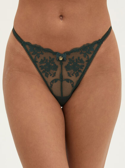 Zoe embroidered thong