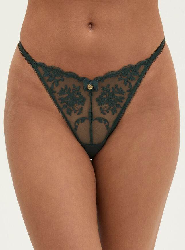 Zoe embroidered thong
