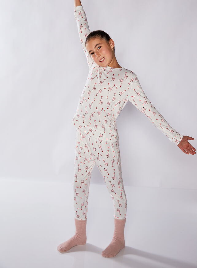 Mini Santa giraffe print twosie pyjamas