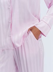 Striped satin long pyjama set