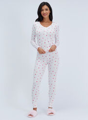 Heart ribbed long pyjama set
