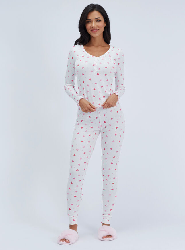 Heart ribbed long pyjama set
