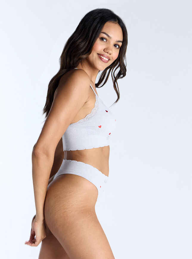 Ribbed seamless heart embroidered bralette