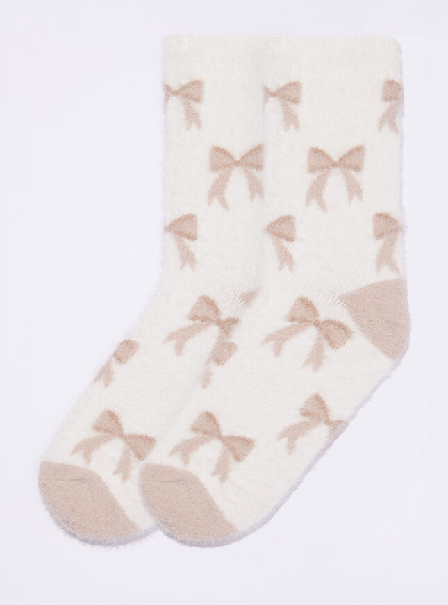 Bow fluffy ankle socks