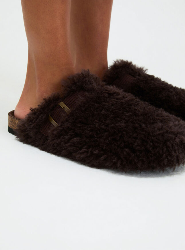 Teddy fleece clog mule slippers