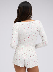 Floral ribbed short pyjama set